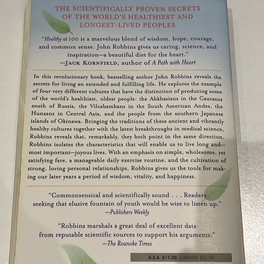 Healthy at 100- How you can increase your life span & health- John Robbins book - Picture 2 of 2